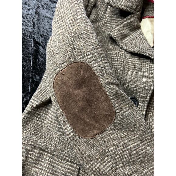 Merona Brown Tweed Blazer Jacket with Elbow Patches Satin Lined Academia Large - Picture 4 of 10
